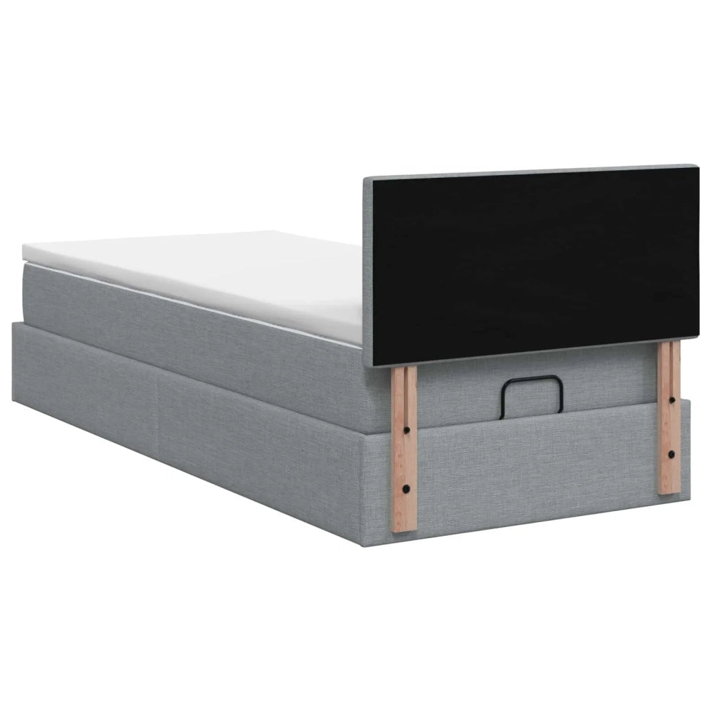 Letto Ottomano con Materasso e LED Grigio Chiaro 100 x 200 cm 3456884