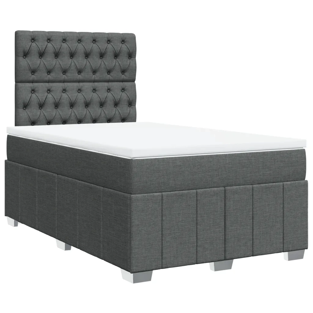 Giroletto a Molle con Materasso Grigio Scuro 120x190cm Tessuto