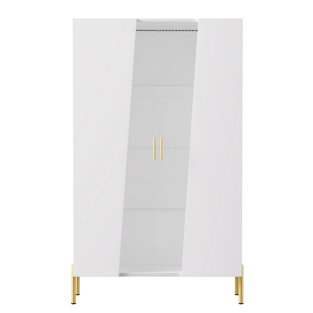 Vetrina 72x40x145 cm con LED multicolore in MDF e vetro bianco