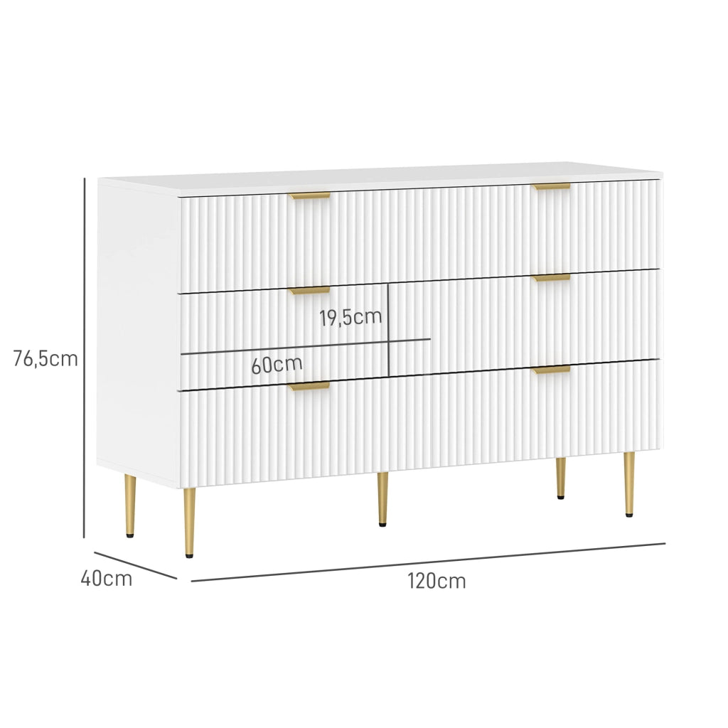 Cassettiera 6 cassetti ¨C Minimal ¨C Bianco, legno, 120x40x76.5 cm