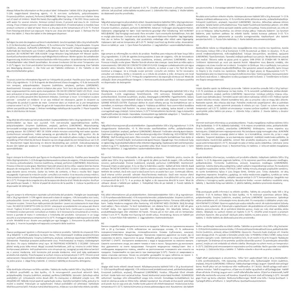 Detersivo in Capsule per Lavastoviglie 12in1 1000 pz 18 kg 3067596