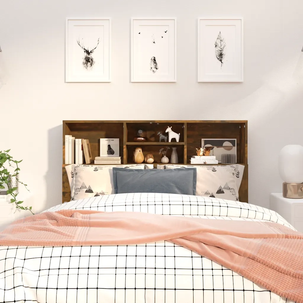 Testiera con Scomparti Rovere Fumo 120x19x103,5 cm 817246