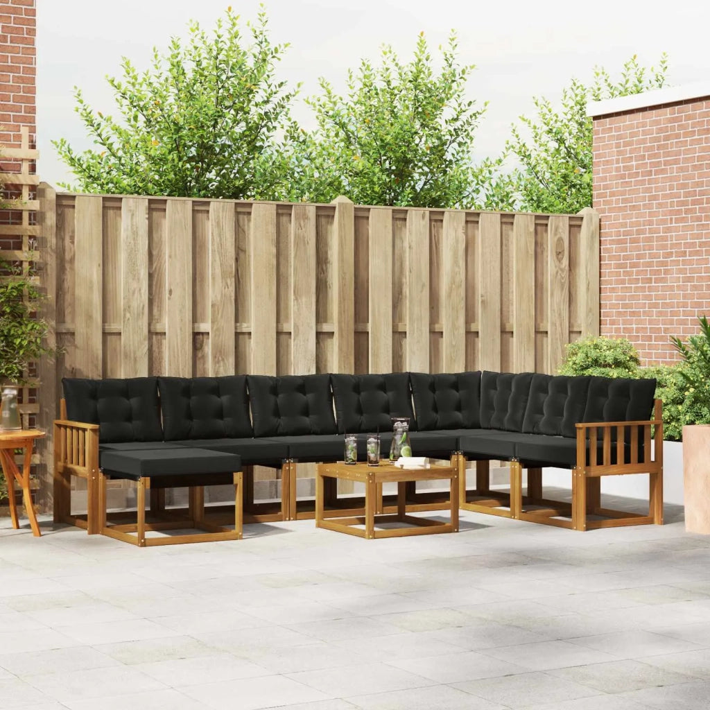 Set di divani da esterno con cuscino 9 pcs Naturale e Nero 3368975