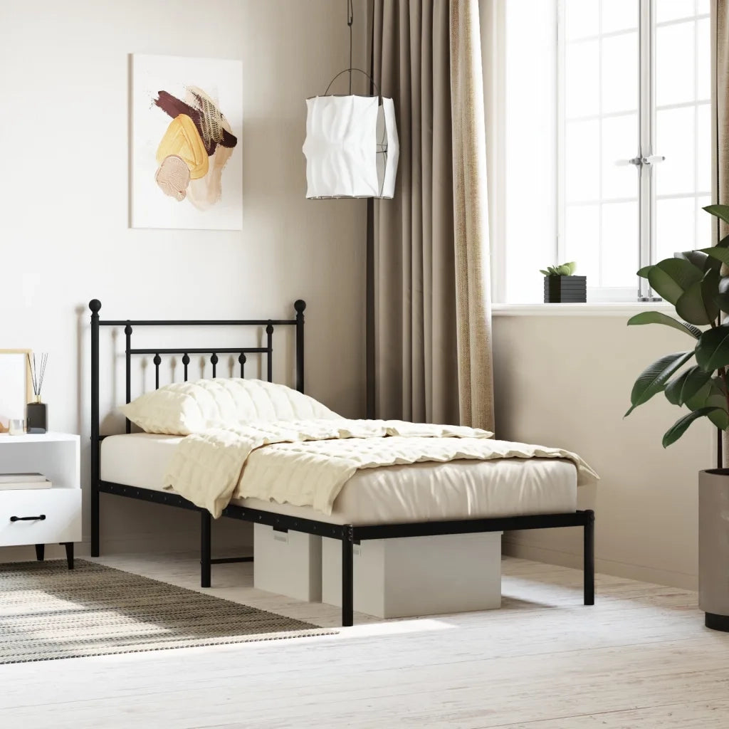 Giroletto con Testiera in Metallo Nero 90x190 cm 353529