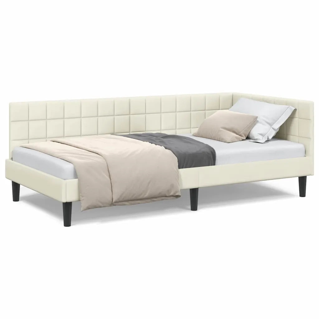 vidaXL Cornice del letto ad angolo Crema 90 x 190 cm Velluto