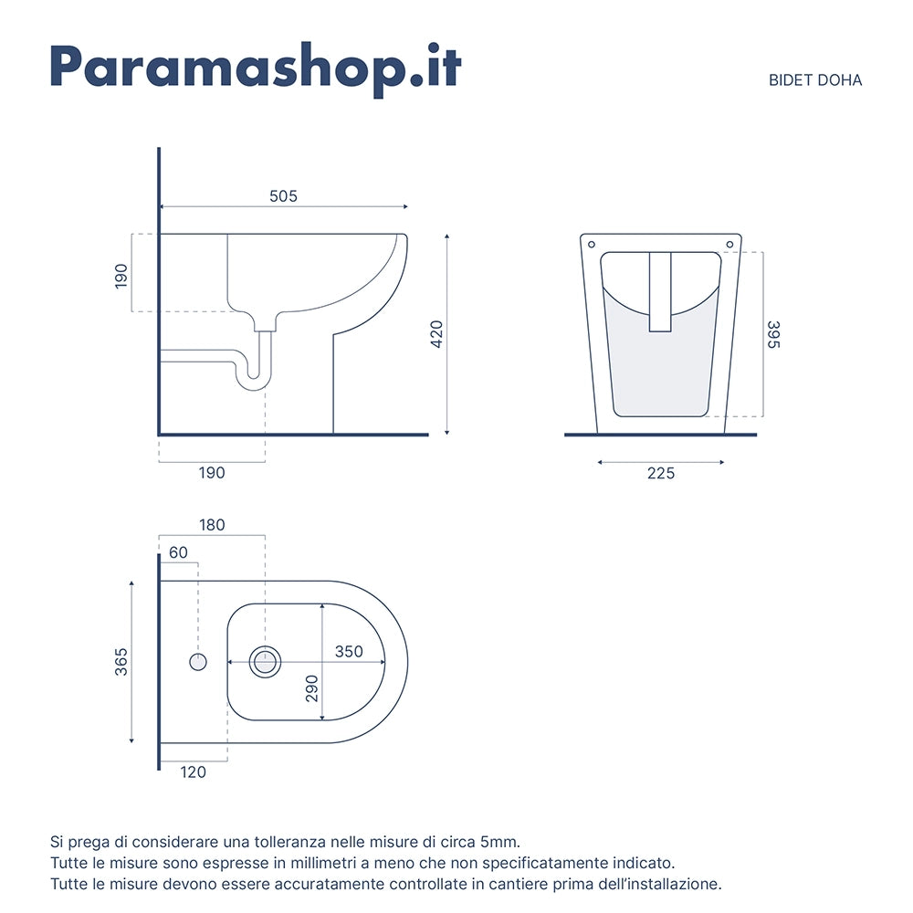 Sanitari filomuro in ceramica bianco lucido: vaso bidet e copriwc soft-close | Doha
