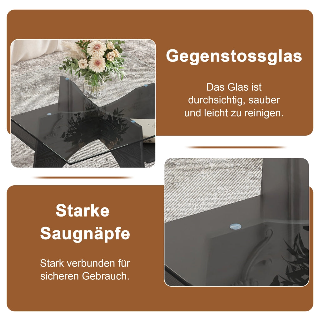 Tavolino da caffè con vano portaoggetti - per soggiorno - 80×80×40 cm - nero