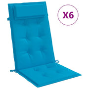 Cuscini Sedia con Schienale Alto 6 pz | Cuscini per sedie Blu Chiaro Tessuto Oxford