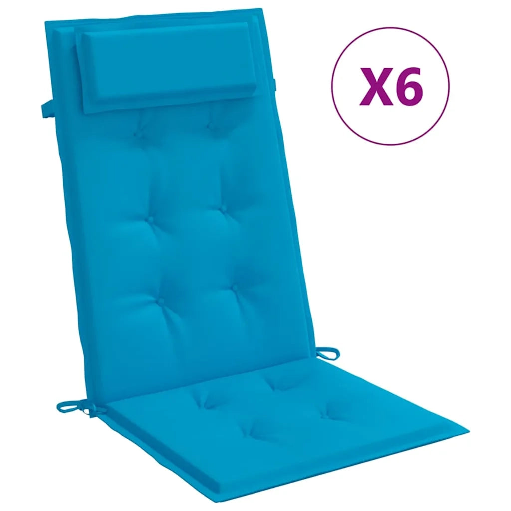 Cuscini Sedia con Schienale Alto 6 pz | Cuscini per sedie Blu Chiaro Tessuto Oxford