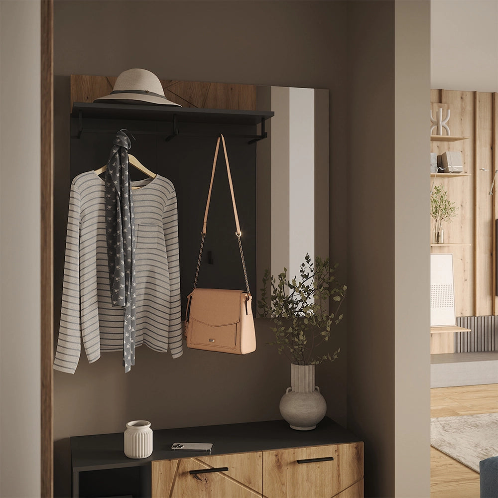 Vicco Appendiabiti da parete Antracite/Artisan 106 x 95.8 cm con specchio