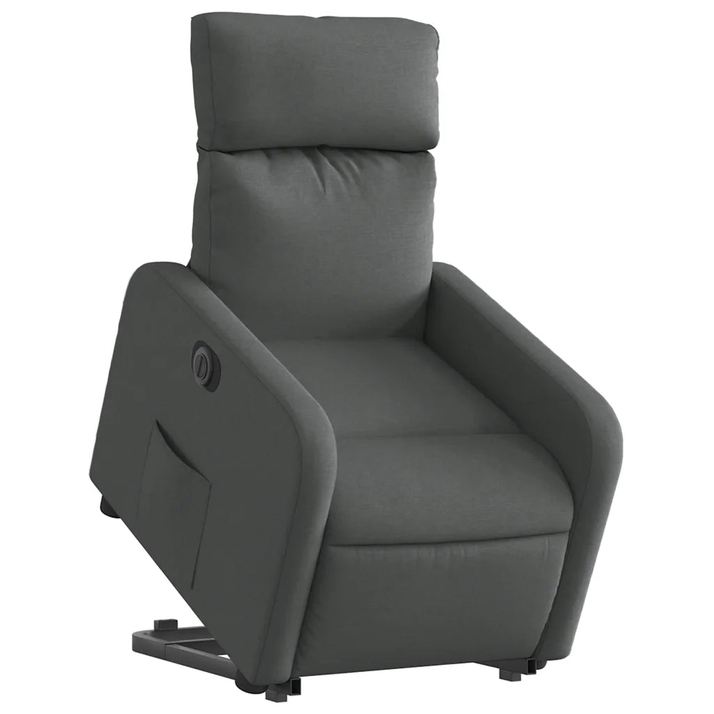 Poltrona | Sedia Relax Alzapersona Reclinabile Elettrica Grigio Scuro Tessuto