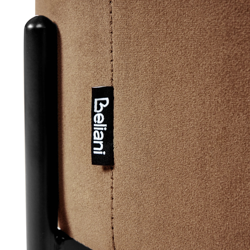 Pouf contenitore con seduta in tessuto velluto e base in legno poggiapiedi rotondo tavolino occasionale marrone
