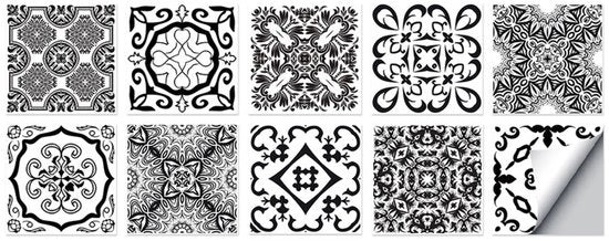 Set di 10 adesivi per piastrelle autoadesivi 10 x 10 cm decorazione per piastrelle per parete adesivi per casa, bagno, impermeabili PVC, cucina, decorazione, oleofoba, adatti per soggiorno, cucina, bagno.