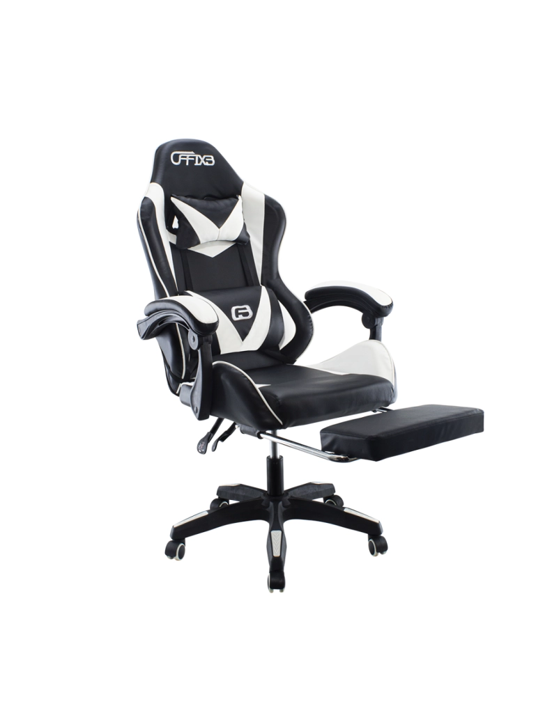 Sedia Gaming con Poggiapiedi in Similpelle Bianco