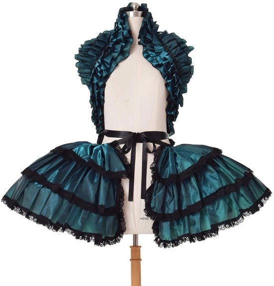 Pettorina Libera Misura - 3 Strati di Tulle - Ruches - Gotico Steampunk - Lacci Regolabili - Tela di Seta