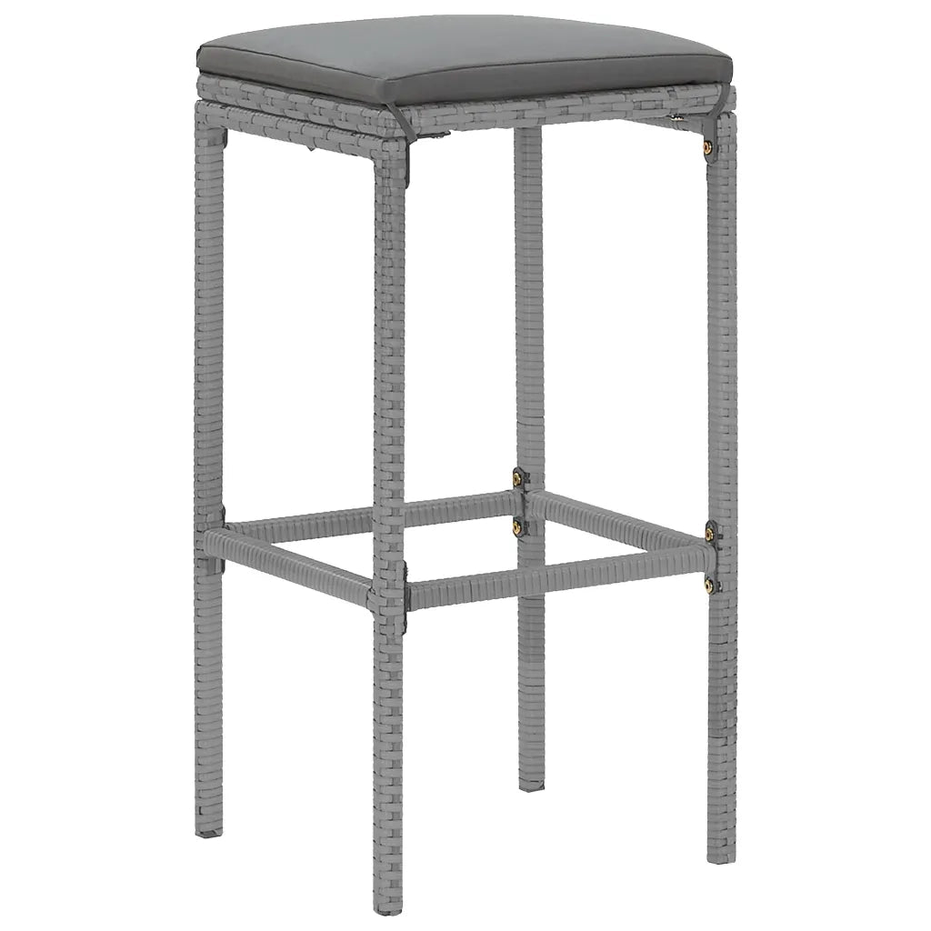 Set Bar da Giardino 5 pz | Set Salotto da Giardino con Cuscini in Polyrattan Grigio