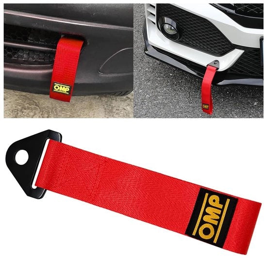 JNNJ 2-delige sleeplus universeel, sleeplus per autobumper, sleepkabel per raceauto, per l'allestimento della parte anteriore e posteriore del veicolo (rosso)