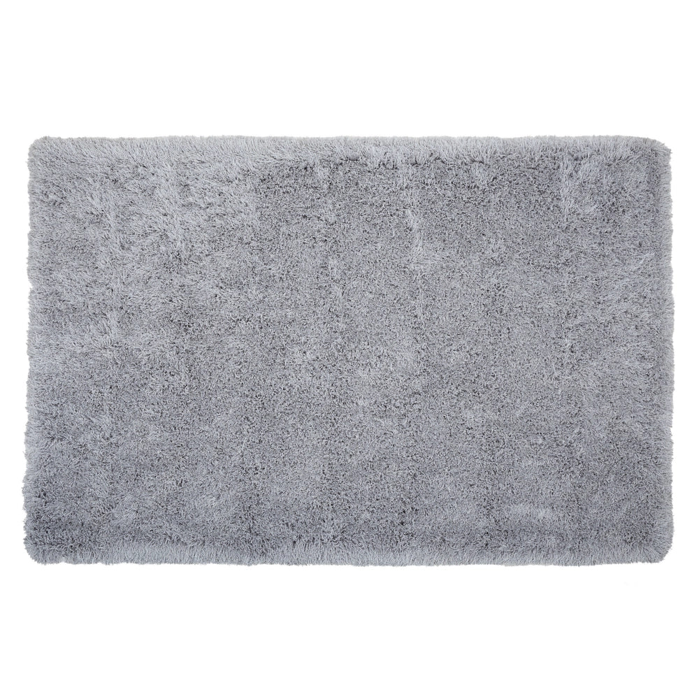 Tappeto Shaggy Tappeto a pelo lungo Solido Poliestere Grigio Rettangolare 140 x 200 cm