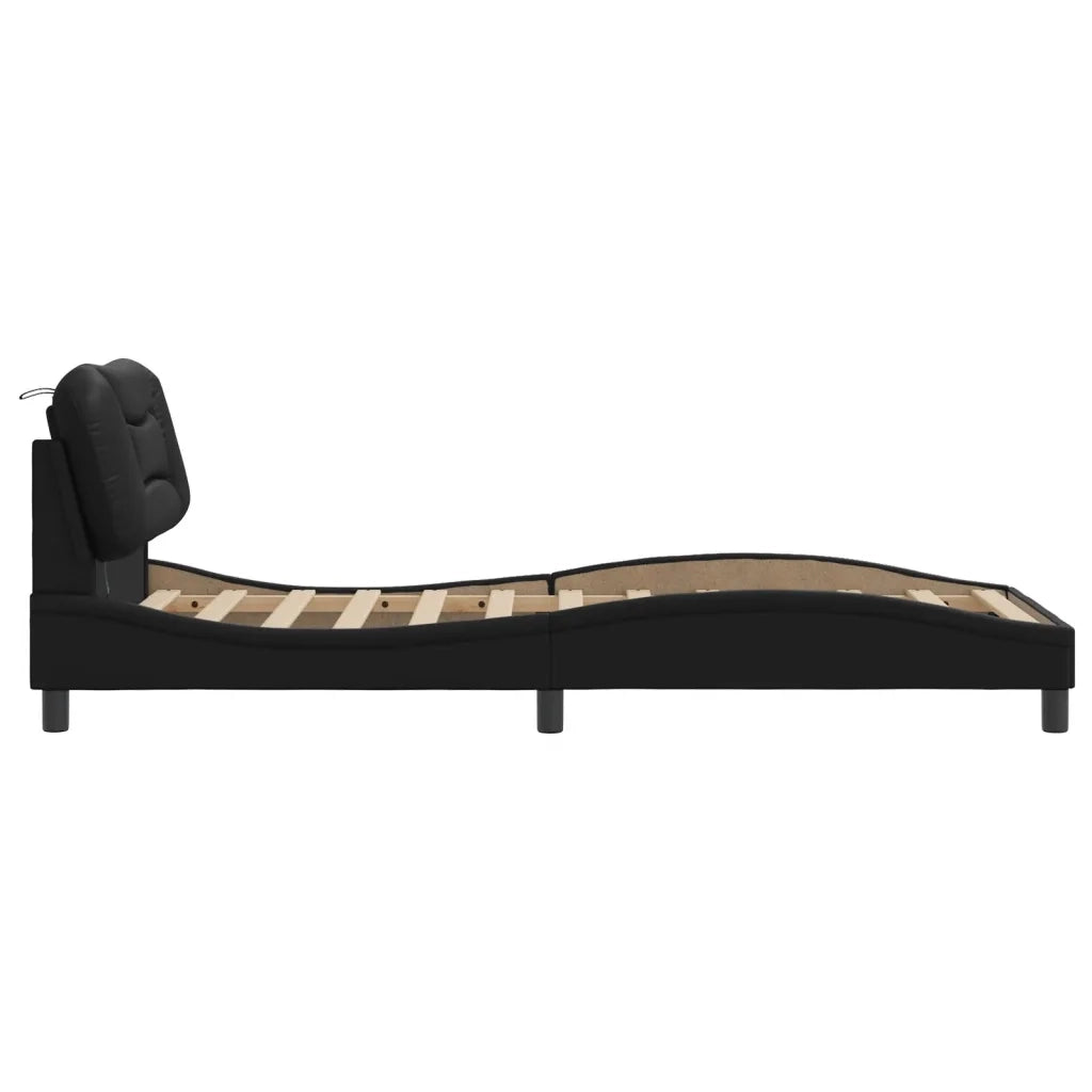 Giroletto con LED senza Materasso-Struttura Letto Hvar Nero 90x190 cm