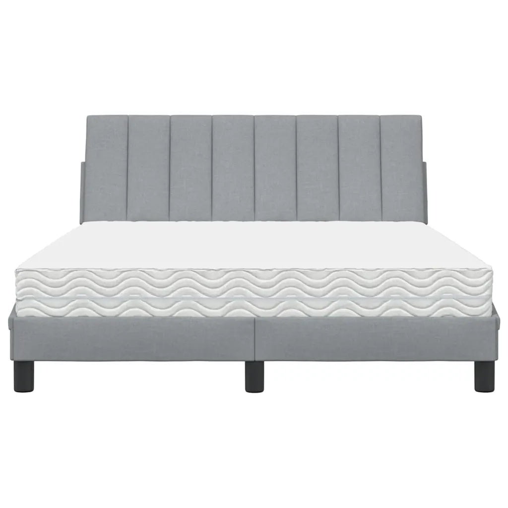 Letto con Materasso Hanko Grigio Chiaro 140x190cm Tessuto