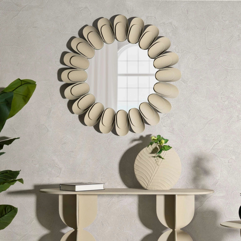 Dagatiza, Specchio Cornice Effetto Pietra, 85x6h cm Beige