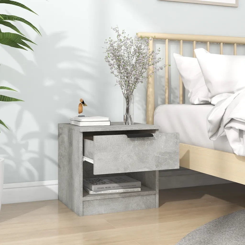 Comodini 2pz-Set di 2 Tavolino da notte Grigio Cemento in Legno Multistrato 318890