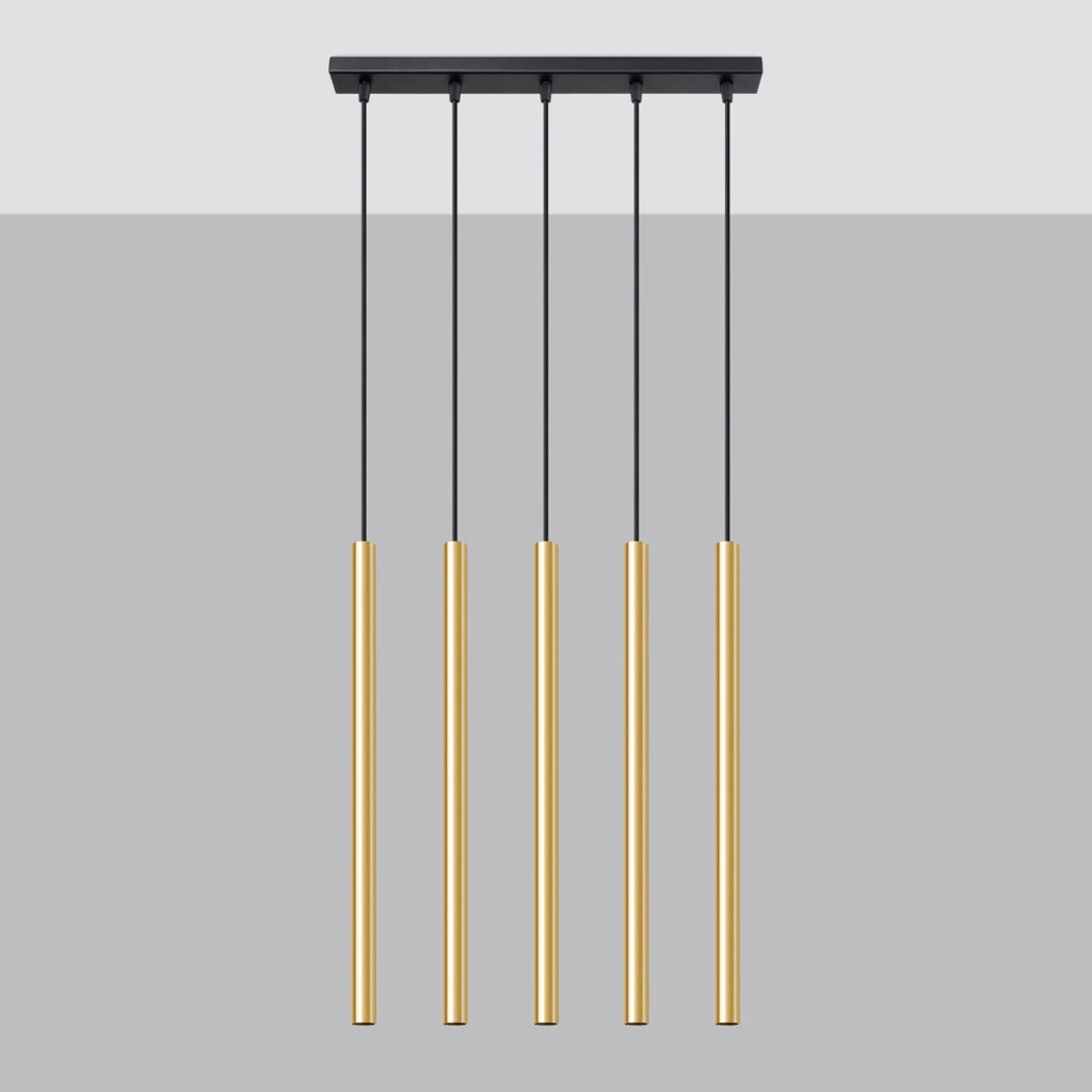 Lampada sospesa tubo VELINO 5 luci oro lucido G9 Pure Lume
