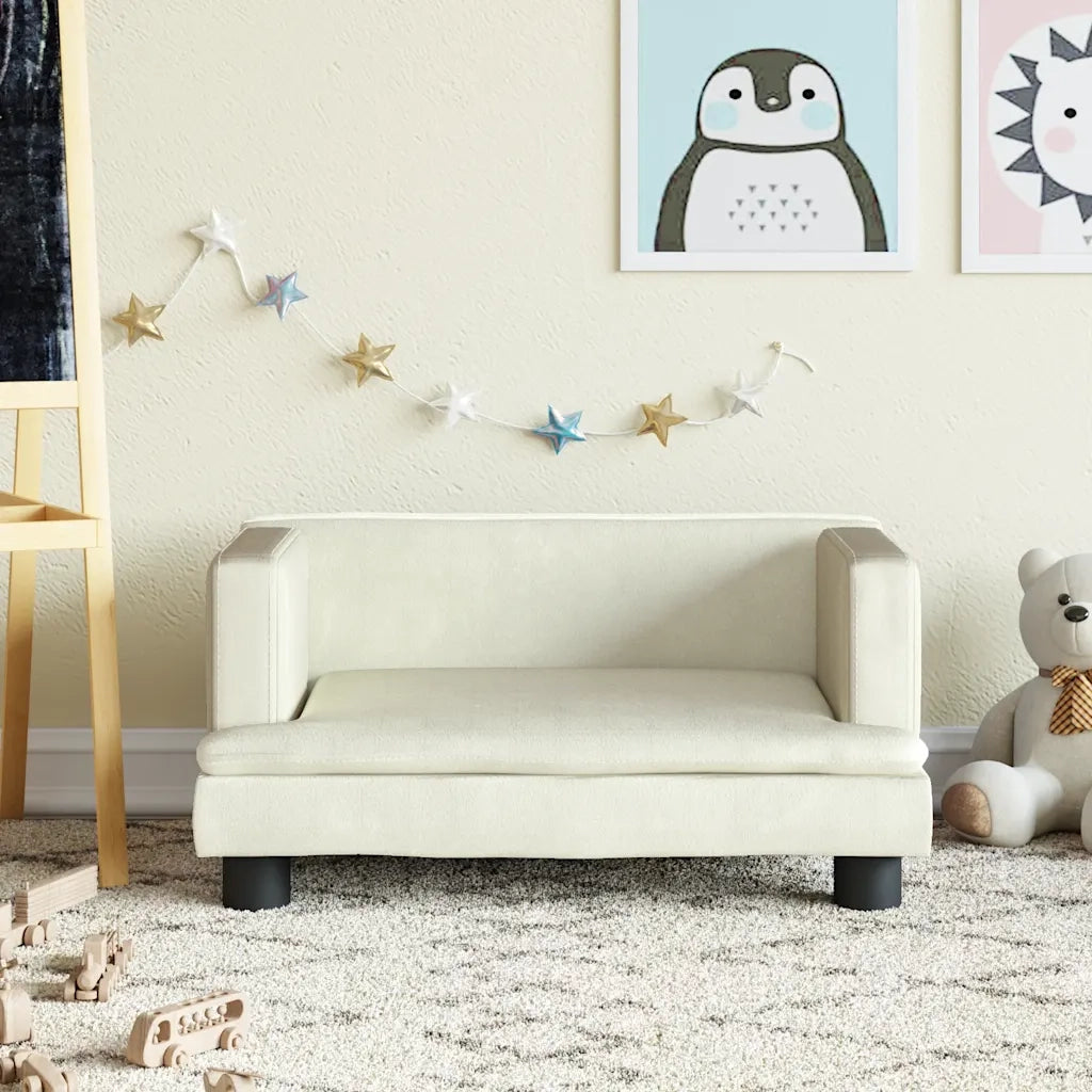 Divano per Bambini-Sofa-Divanetto Crema 60x40x30 cm in Velluto