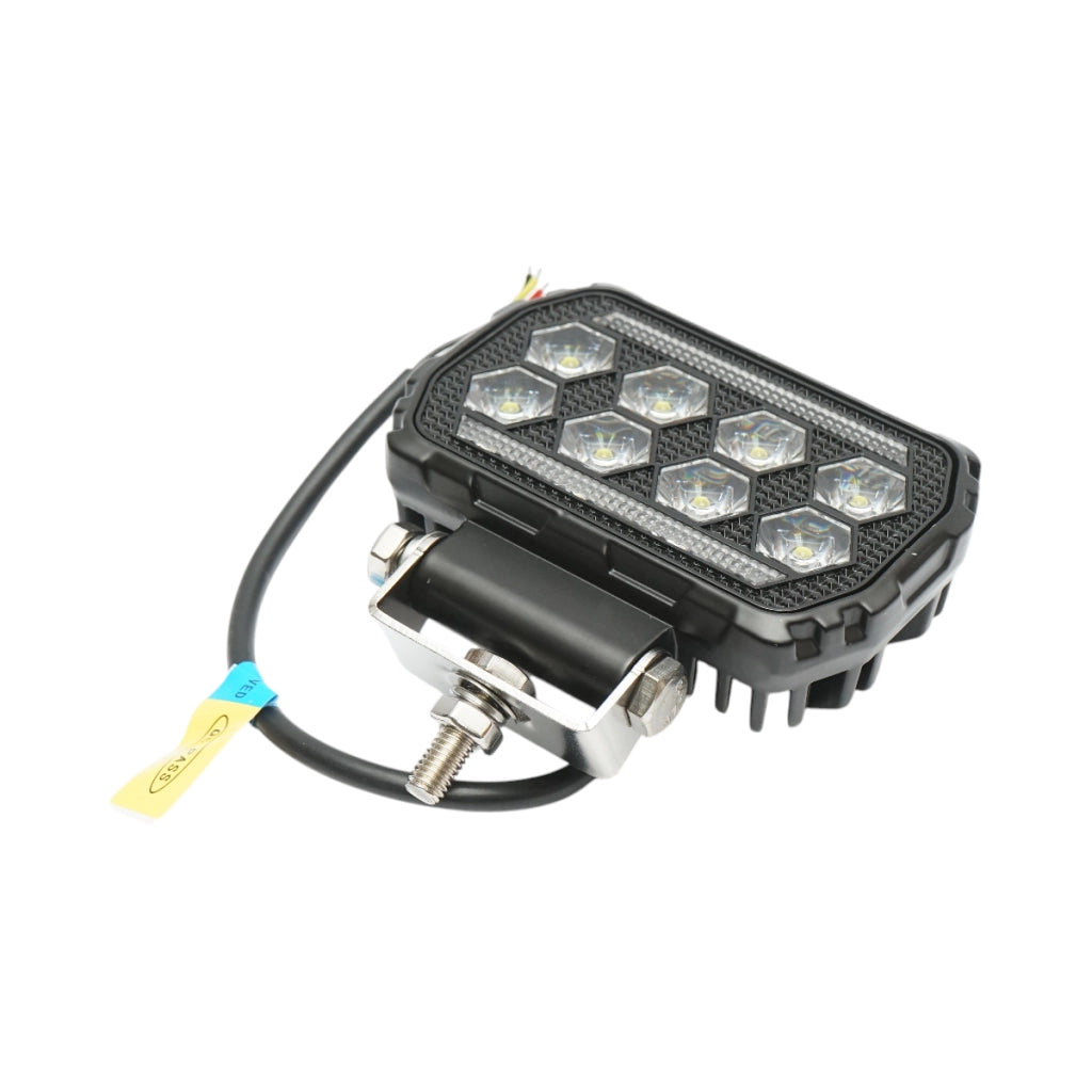 Proiettore LED rettangolare con DRL 9-36V, 28W bianco-giallo, corpo in alluminio 112x75x45mm IP68 Breckner Germany