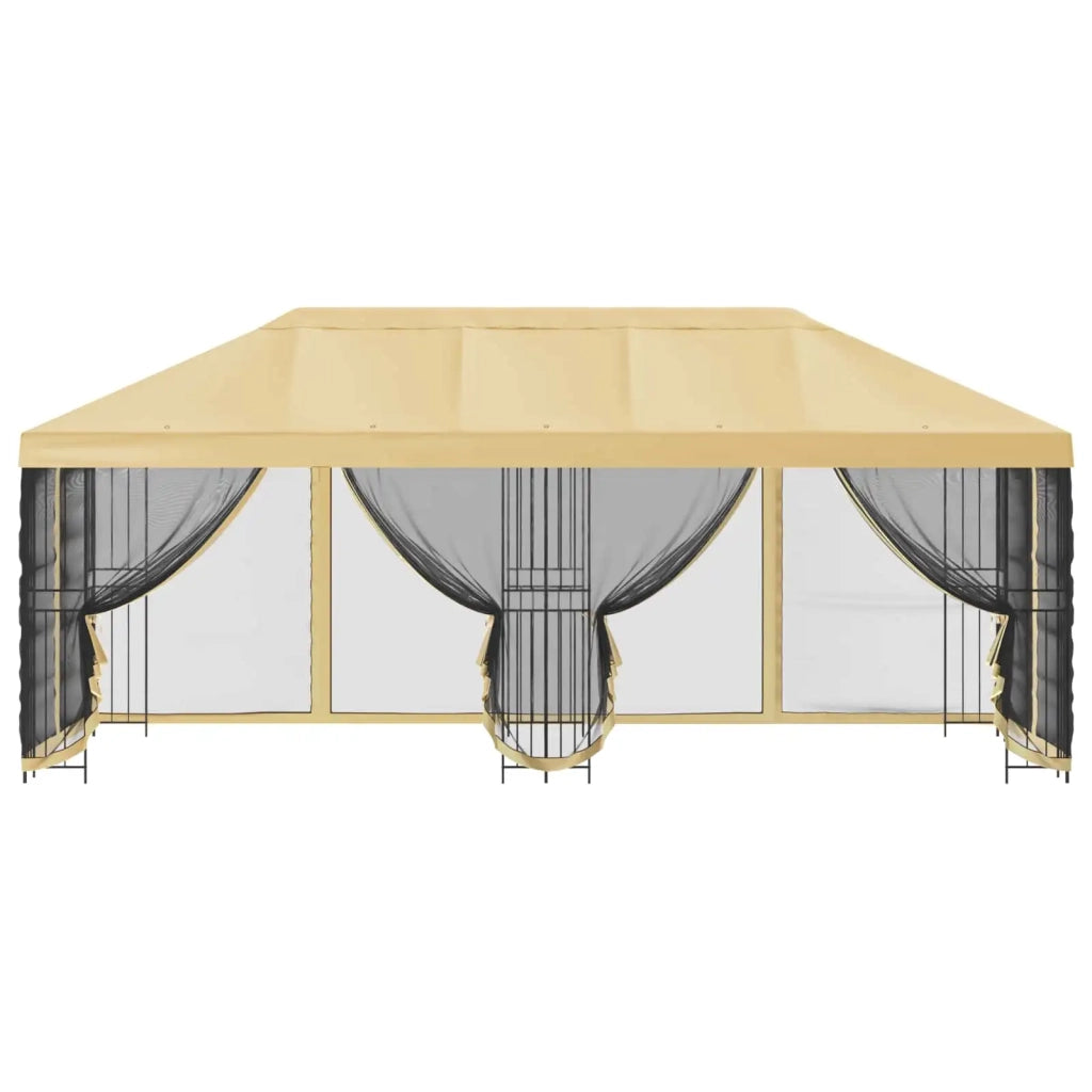 Gazebo con pareti laterali 6 x 3 m Crema Poliestere e Acciaio 3375995