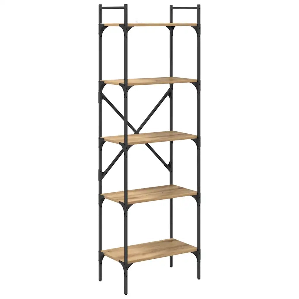 Libreria-Scaffale per Libri-Mobile di Stoccaggio Rovere artigianale 56 x 32 x 174 cm Legno multistrato