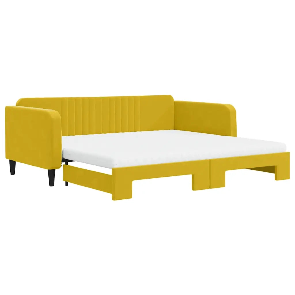 Divano Letto Estraibile con Materassi Giallo 100x200 cm Velluto 3197099