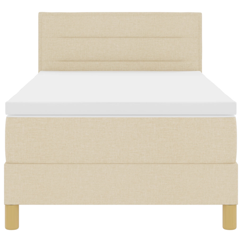 Letto a Molle in Box con Materasso Panna 90x200 cm Tessuto