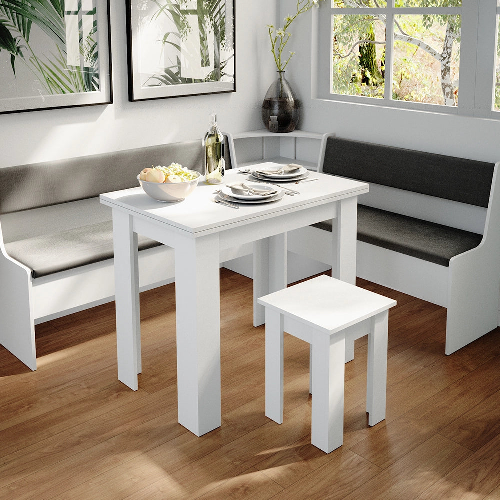 Vicco Gruppo panca ad angolo Bianco 180 x 41.5 cm con tavolo