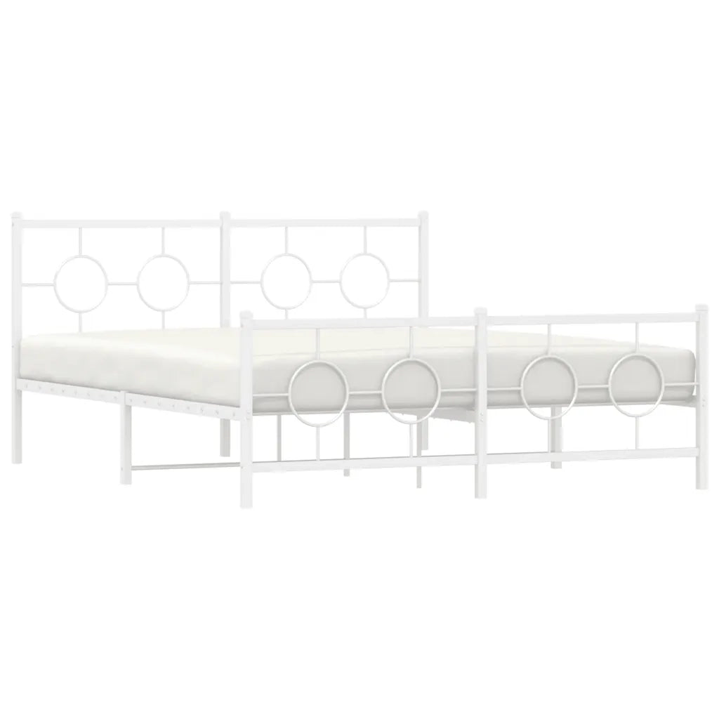 Giroletto con Testiera e Pediera Metallo Bianco 150x200 cm