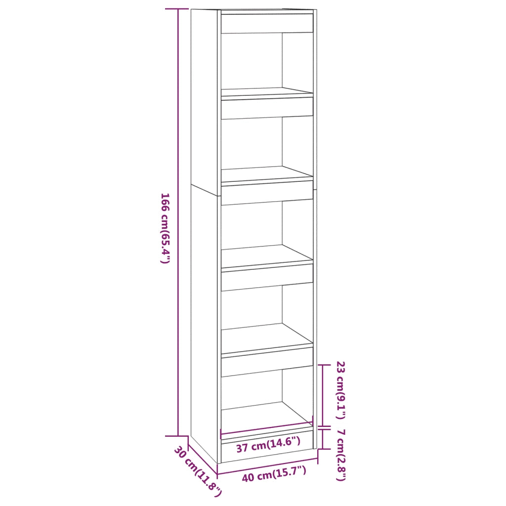 Libreria Divisorio-Scaffale per Libri-Mobile di Stoccaggio Grigio Cemento 40x30x166 cm