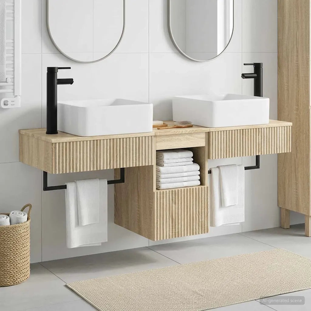 Set di Armadi da Bagno 3 pz Rovere Sonoma 53 x 35 x 39 cm 3405609