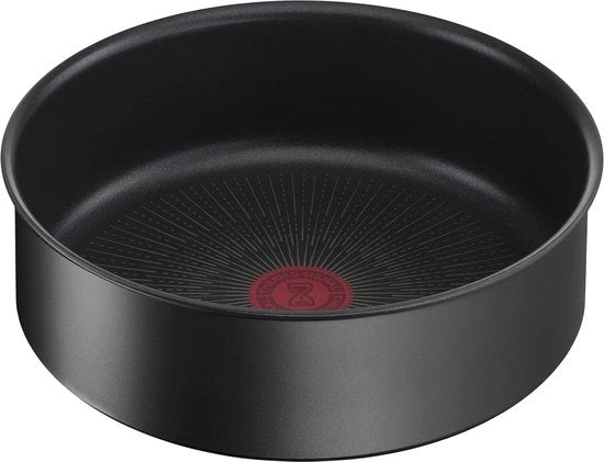Piatto in acciaio inossidabile da 24 cm con trattamento antiscivolo per induzione, lavabile in lavastoviglie e indicatore di accensione del fuoco