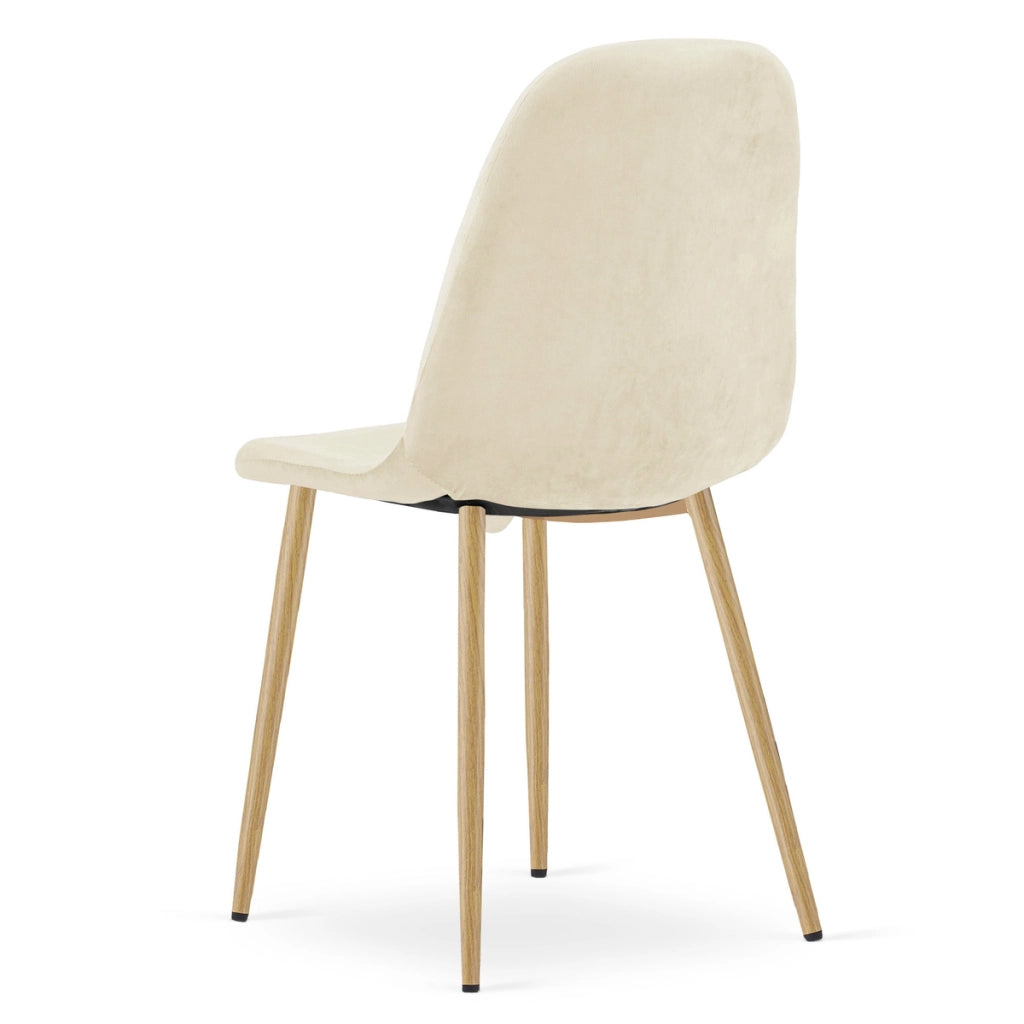 Sedia Padva in Velluto Beige e Gambe Effetto Rovere