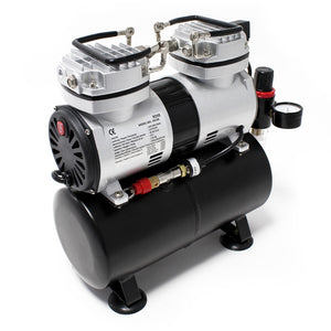 Compressore per aerografo AS196 con serbatoio aria 2 cilindri 6 bar Spegnimento automatico