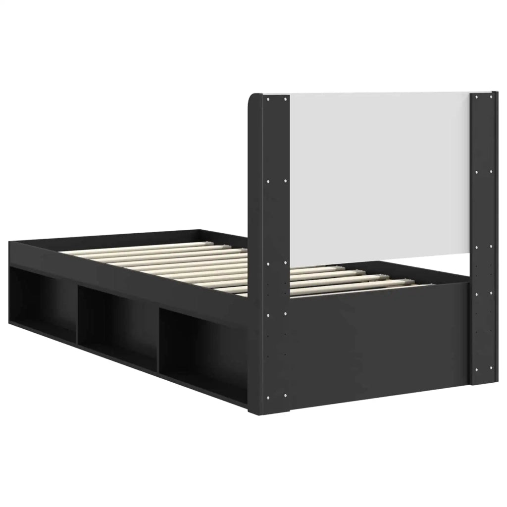 Struttura del letto con stoccaggio e testata-Giroletto con contenitore Nero 75 x 190 cm 426465