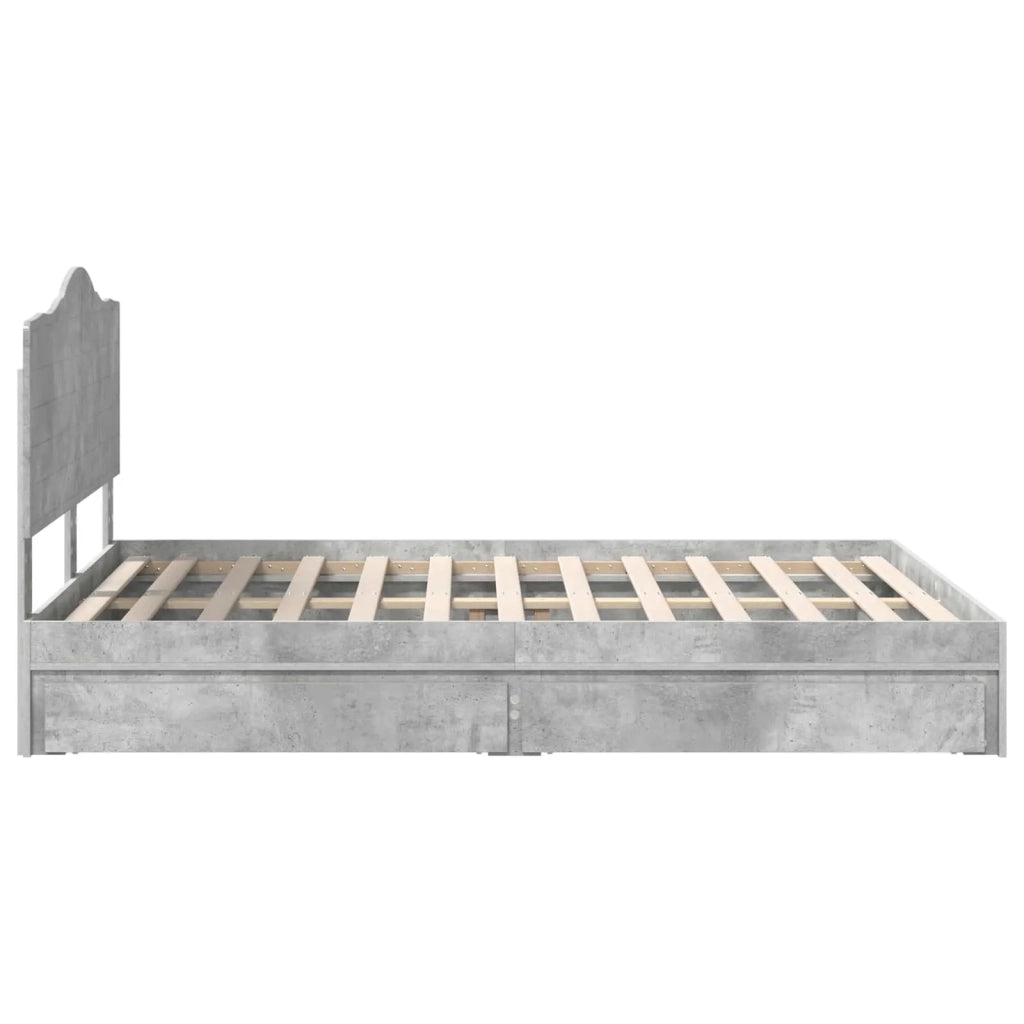 Letto con Contenitore con testiera Grigio cemento 150 x 200 cm