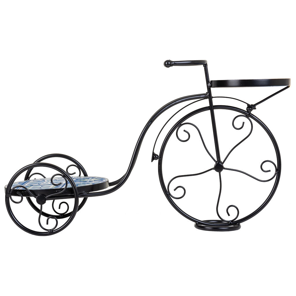 Supporto bici in mosaico Blu e ferro battuto 67x26,5x43h