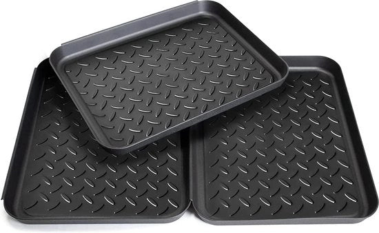 Set di 3 secchi per scarpe, tappeto per scarpe, plastico, per scarpe, pioggia, animali domestici, interni, esterni, 35 x 27 x 3 cm