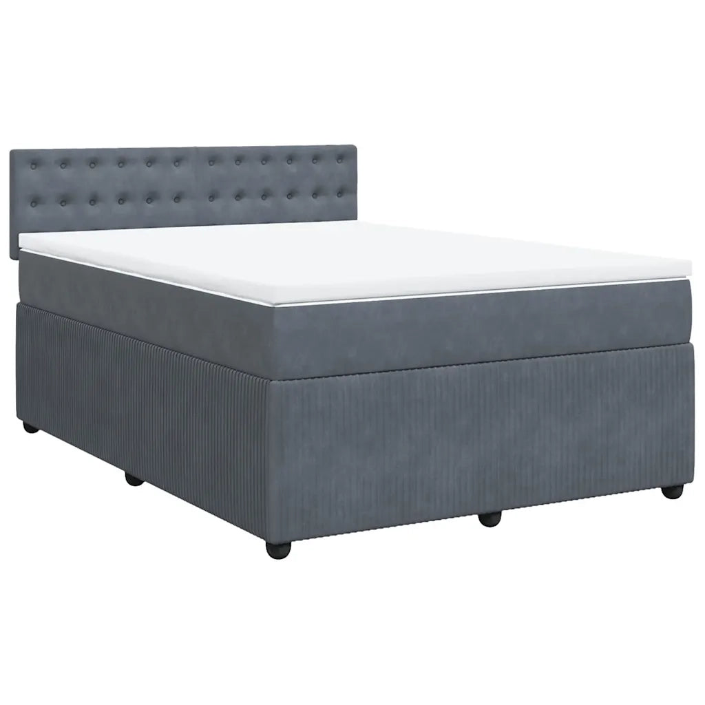Giroletto a Molle con Materasso Grigio Scuro 140x190 cm Velluto