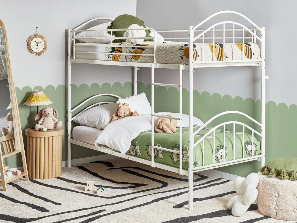 Letto a castello per bambini Camera dei bambini letto alto bianco struttura in ferro 90 x 200 cm