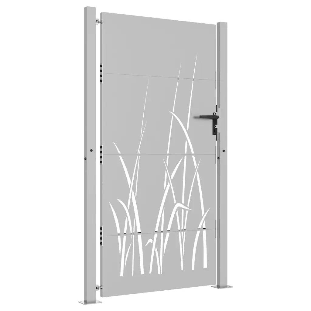 Cancello da giardino 100x175 cm in acciaio Corten con design erba 153230