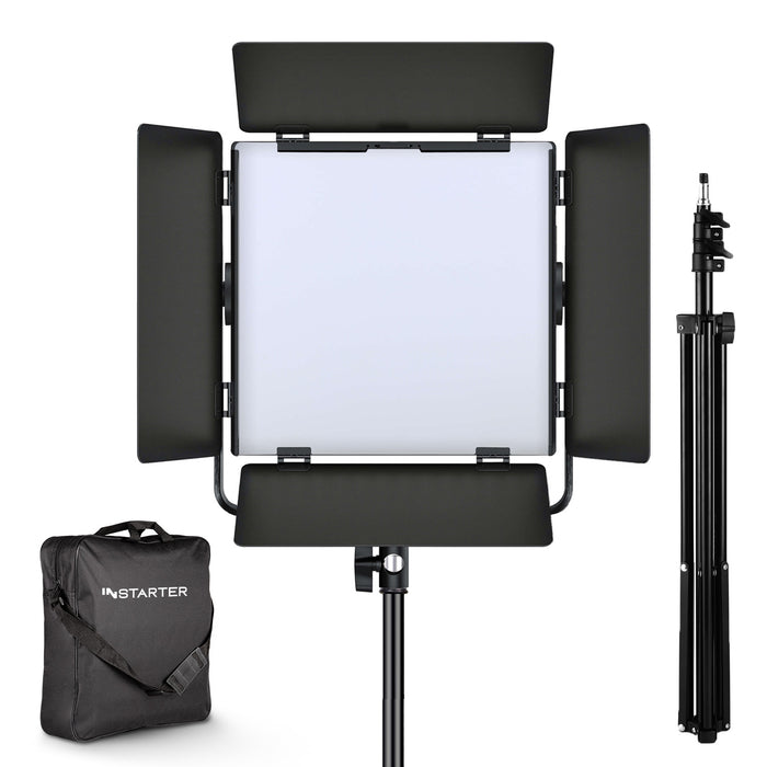 Instarter Luce video a LED con treppiede e controllo tramite app per vlogger e influencer I Potente 60W come luce dimmerabile per streaming e foto I Ruotabile a 360° I Luce calda e fredda