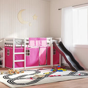 vidaXL Letto a Castello con Scivolo e Tende Rosa 90x190 cm