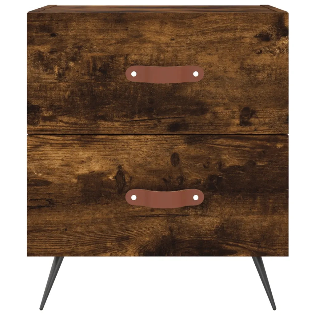 Set di 2 Comodini | Armadio da Notte | Mobiletto da notte Rovere Fumo 40x35x47,5 cm in Legno Multistrato